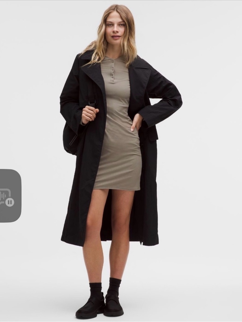 lululemon athletica All Aligned Ribbed Henley Dress Color warm Ash gray.